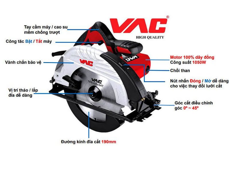 Cấu tạo của máy cưa đĩa VAC