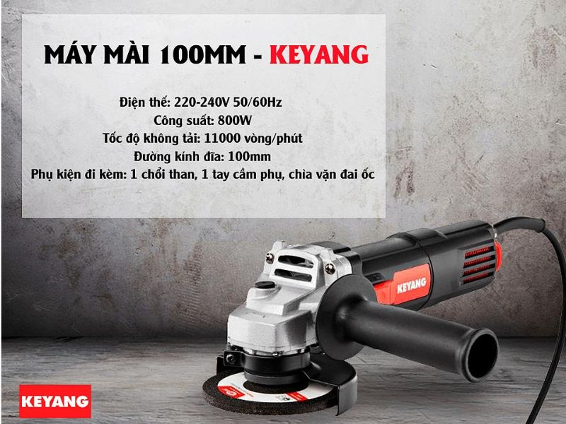 Công tắc trượt nằm ở phía trước máy mài góc