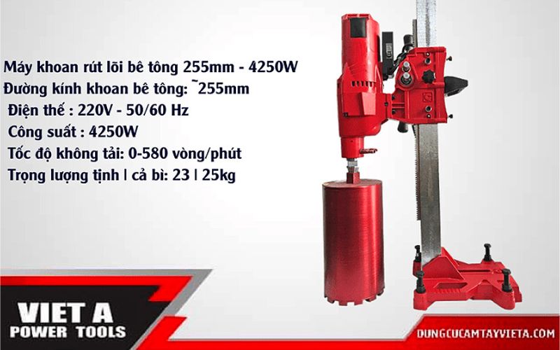 Độ lệch tâm của các dòng máy khoan rút lõi bê tông tốt nhất ở mức 0.005
