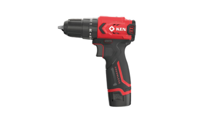 Máy khoan động lực pin hãng Ken 10MM 12V 2.0AH với dung lượng pin lên tới 12V/ 2.0Ah, lực siết tối đa 45Nm