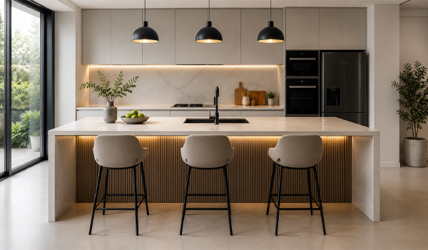 Bàn đảo bếp là một khối bàn/hệ tủ được thiết kế độc lập, thường đặt ở vị trí trung tâm