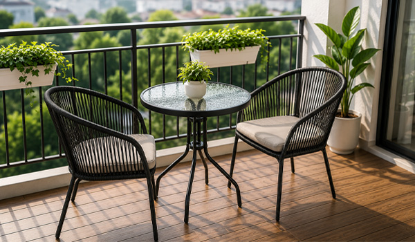 Bộ bàn ghế ban công thường có kích thước nhỏ gọn, dễ dàng bố trí