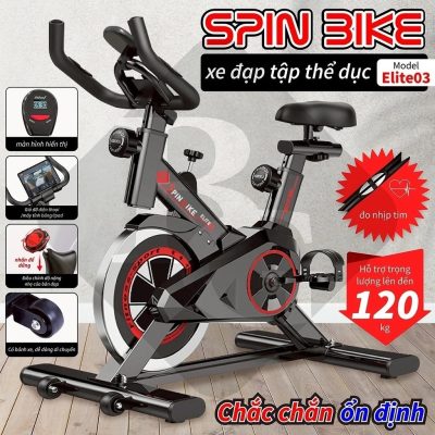 Xe đạp tập thể dục tại nhà Elite 01 - 03, NHỎ GỌN, kèm giá đỡ - đồng hồ đo nhịp tim
