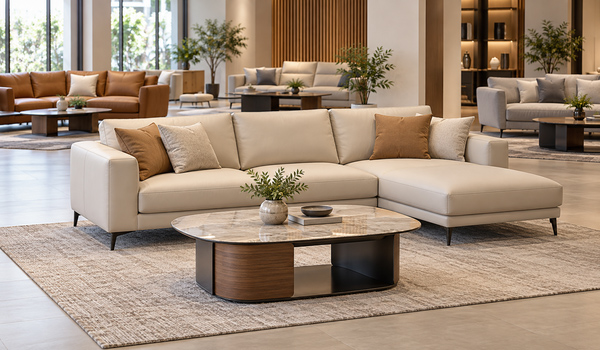 Bàn trà được thiết kế với chiều cao tương đối thấp, tạo sự thuận tiện khi kết hợp với sofa