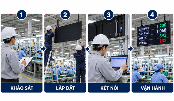 Quy trình triển khai bảng LED năng suất cho nhà máy