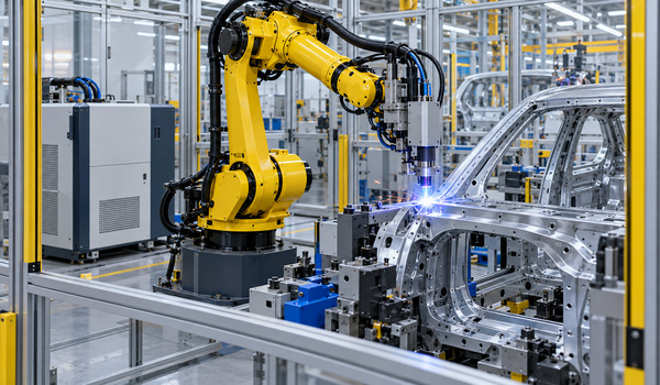 Máy hàn laser có thể tích hợp robot công nghiệp trong dây chuyền sản xuất