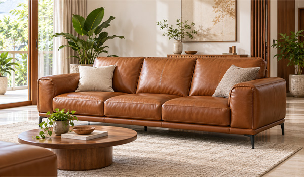 Sofa có thể sử dụng da thật, da công nghiệp, da microfiber hoặc một số loại da tổng hợp khác